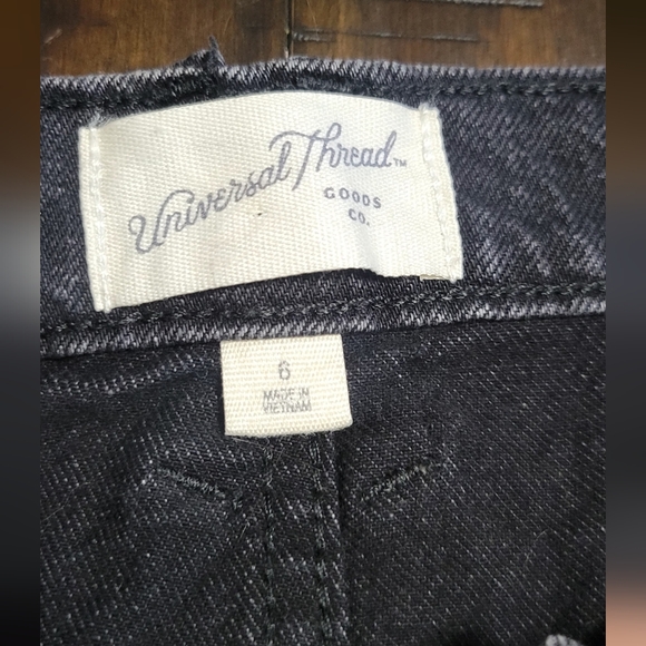 UNIVERSAL THREAD BLACK DARK WASH DENIM MIDI SKIRT W/ SLIT  Size 6 - Picture 4 of 7